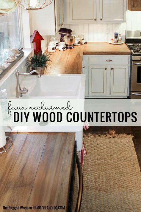 Wooden Countertops Kitchen, Diy Wood Countertops, Wooden Countertops, Kitchen Design Diy, Kitchen Diy Makeover, Diy Kitchen Renovation, Kitchen Organization Diy, Diy Kitchen Remodel, Decor Ikea