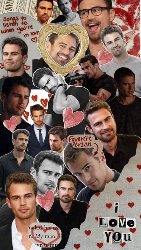 Four<3 Theo James Collage, Box Artwork, James 3, Theo James, Smash Book, Room Posters, Future Husband, Collage, Books