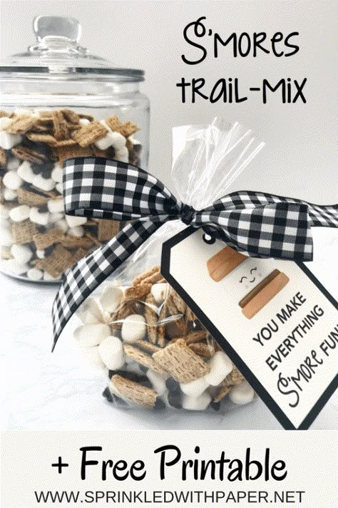 Smores Favors, Smores Treats, Smores Party, Smores Kits, Camping Theme Birthday, Trail Mix Recipes, Favor Bag Toppers, Camping Birthday, S'mores