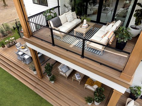 Hgtv Smart Home 2022, Second Story Deck, Small Balcony Ideas Apartment, Backyard Views, Hgtv Dream Home, Balcony Ideas Apartment, House Deck, Decks Backyard, Small Balcony Ideas