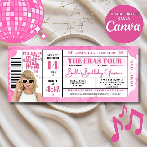 Surprise Music Ticket Stub, Birthday Invite, Concert Keepsake Memorabilia & Birthday Gift Instant Download Taylor Eras Tour Party Decoration - Etsy Eras Tour Party, Taylor Eras Tour, Taylor Swift Tickets, Music Tickets, Taylor Swift Party, Ticket Stub, December Birthday, Birthday Invite, Birthday Photos