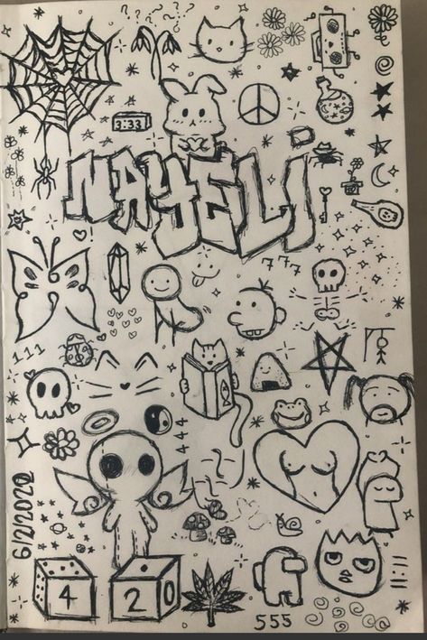 Easy Doddleoddle Art, Doodle Poster Design, Graffiti Doodle Art, Dark Doodles Creepy Easy, Trippy Doodle Art Simple, Junk Drawing, Sharpie Art Doodles, Doodle Aesthetic Grunge, Cute Doodle Ideas