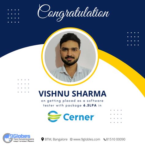 Congratulation Vishnu for getting placed at Cerner, wish you luck for your future. #job #placement #bangalorejob #jobs #newjob #congratulation Congratulations For Job, Wish You Luck, Future Job, Job Placement, Emerging Technology, Eid Mubarak, Good Job, New Job, Poster Design