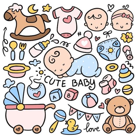 Baby Journal Book, Baby Doodle, Kawaii Vector, Doodle Google, Doodle Baby, Mirror Drawings, Baby Bullet, Teddy Bear Clipart, Baby Art Projects