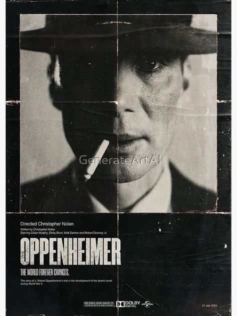 Oppenheimer Movie Poster, Tenet Movie, Vintage Poster Movie, Oppenheimer Movie, Film Posters Art, Cinema Art, Black And White Movie, Film Poster Design, Vintage Poster Design