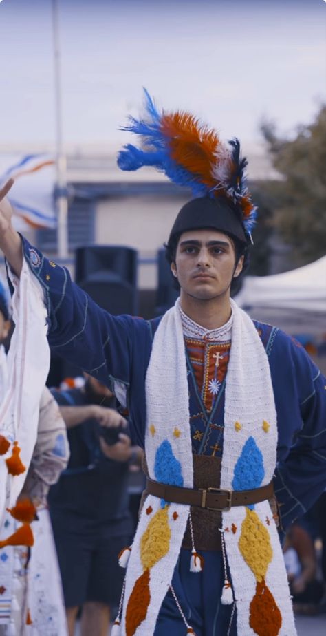 Indigenous Assyrian man leading a traditional dance. Abstract Expressionist Art, Traditional Dance, Traditional Fashion, World Cultures, Abstract Expressionist, Traditional Dress, North Africa, Christian Art, Middle East