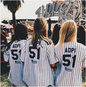 Sorority Baseball Jersey, Adpi Philanthropy, Baseball Bid Day, Sorority T Shirts, Sorority Recruitment Themes, Sorority Philanthropy, Greek Paddles, Sorority Ideas, Letter Designs