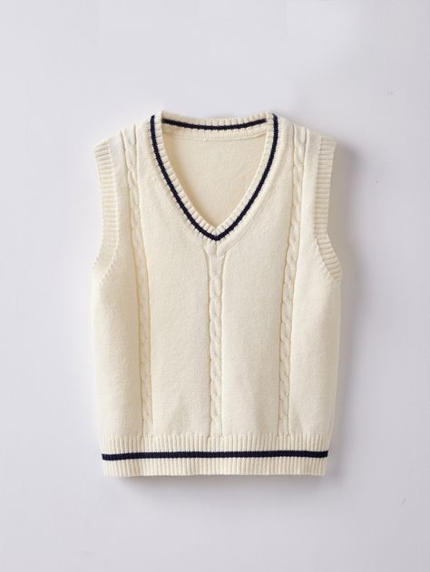 Beige Sweater Vest, Teen Streetwear, Cricket Sweater, School Sweater, Shein Kids, Beige Pullover, Guys Clothing Styles, Streetwear Men Outfits, Beige Sweater