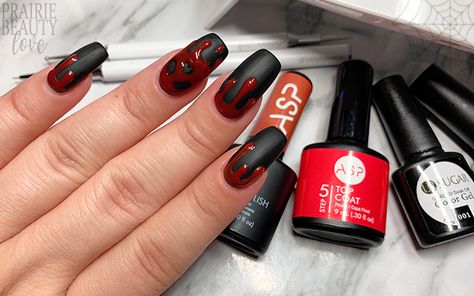 Black Square Nails, Blood Drip Nails, Dripping Blood, Blood Drip, Matte Gel, Halloween Creepy, Drip Nails, Dotting Tool, Gel Top Coat