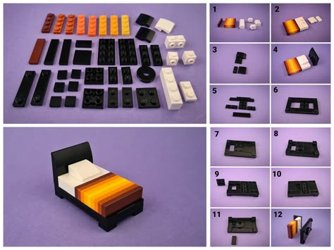 Colourful Bed Tutorial | Sarah Beyer | Flickr Lego Fountain Ideas, Lego Ideas To Build Easy Step By Step, Small Lego Ideas, Cute Lego Ideas, Cool Lego Ideas, Lego Ideas To Build, Lego Furniture Ideas, Lego House Ideas Furniture, Lego Interior Design