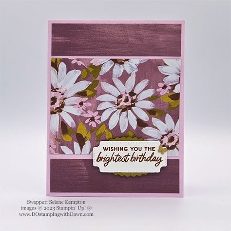 Fresh As A Daisy Dsp, Dsp Stampin Up Cards, Cheerful Daisy, Cheerful Daisies, Fresh As A Daisy, Daisy Cards, Flower Outline, Wink Of Stella, Paper Pumpkin