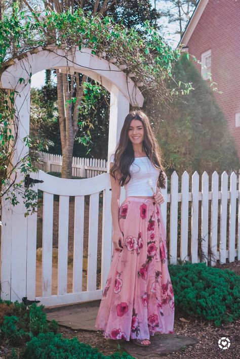 I am loving this pink floral maxi skirt for spring and summer outfits! It will go great with a crop top or a body suit! I linked it all and some other gorgeous maxi skirts - you can follow me (@KristinTiffiny) on the LIKEtoKNOW.it app  #liketkit #LTKstyletip #LTKsalealert #LTKspring #southernstyle #chicwish #georgiagirl #fashionbloggerstyle #americanstyle #americanfashion #maxiskirt #croptops #pinkandwhite Pink Floral Print Maxi Skirt For Brunch, Cheap Pink Floral Print Maxi Skirt, Pink Floral Print Long Skirt, Fitted Pink Floral Print Maxi Skirt, Pink Floral Print Flowy Skirt, Spring And Summer Outfits, Pink Maxi Skirt, Georgia Girls, Pink Maxi