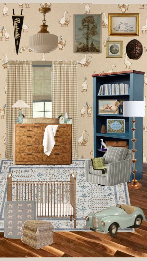 #nursery #interiordesign #decor #boysnursery #classic #preppy #interiordecor #blue #brown #tan #english English Nursery, Nursery Boy, Classic Preppy, Boy Blue, Nursery Themes, Old English, Boy Nursery, Interior Inspiration, Blue Brown