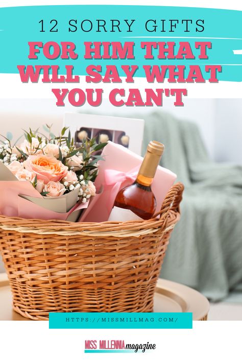 Explore 12 carefully chosen sorry gifts for him that eloquently convey your apology, offering meaningful gestures to mend relationships. https://missmillmag.com/sorry-gifts-for-him/ Im Sorry Basket For Boyfriend, I’m Sorry Gift Ideas For Him, Cute Apology For Boyfriend Gift Ideas, Sorry Box For Boyfriend, Apology Gifts For Boyfriend Diy I'm Sorry, I’m Sorry Basket For Boyfriend, Apology Gift Ideas, Sorry Gift Ideas For Boyfriend, I’m Sorry Gifts