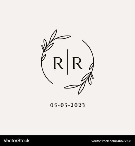 Rr Logo Design Letter, Rr Logo Design, Rd Monogram, Calligraphy Alphabets, Rb Logo, Rr Logo, Initials Logo Design, Leaf Frame, Wedding Logo Monogram