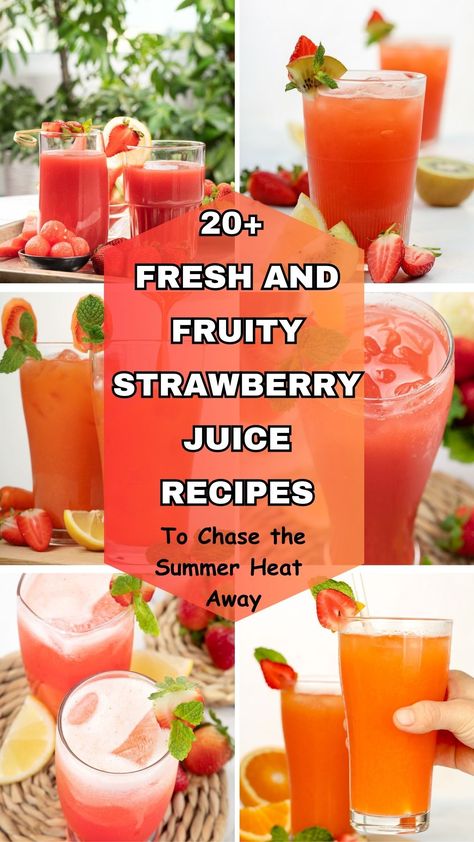 The summer heat’s got nothing on these delicious and refreshing strawberry drinks. If you’ve got an abundance of strawberries laying around, turn them into these beverages for a well-hydrated and nourishing time under the sun. Fresh Strawberry Juice Recipes, Strawberry Juice Recipe Healthy, Juicing Recipes With Strawberries, Juice Recipes With Strawberries, Juicing Strawberries Recipe, Juicing With Strawberries, Strawberry Orange Juice, Juice With Strawberries, Natural Fruit Juice Recipes