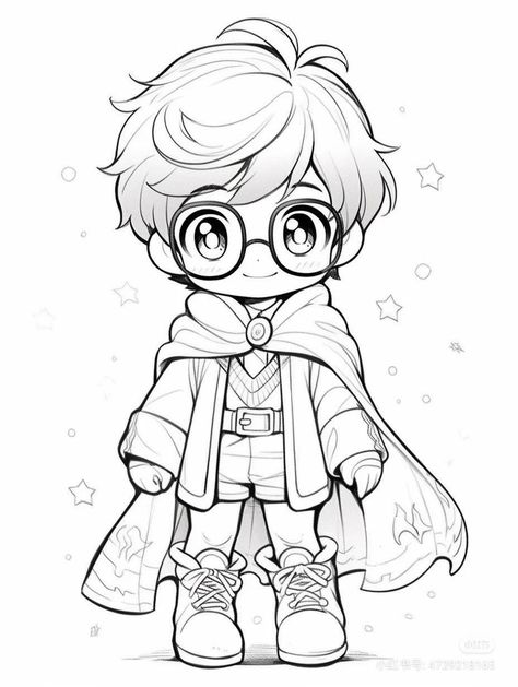 Chibi Coloring Pages, Free Coloring Pages For Kids, Harry Potter Art Drawings, Coloring Pages Adult, Color Drawing Art, Cartoon Coloring Pages, Cute Doodles Drawings, Coloring Book Art, Cute Coloring Pages