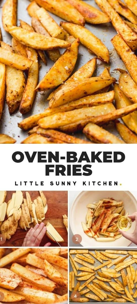 Homemade Fries In Oven, Crispy Baked French Fries, Oven French Fries, French Fry Recipe Baked, Fried Fries, Potato Fries Baked, Oven Baked French Fries, Baked French Fries, Oven Baked Fries