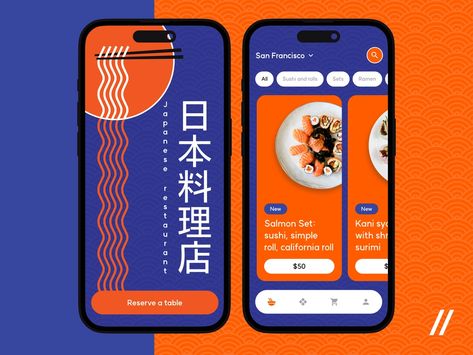 Japanese restaurant app by Purrweb UI/UX Agency on Dribbble Japanese Ux Design, Restaurant App Design, Food App Design, Mobile Images, Restaurant Images, Restaurant Website Design, Restaurant App, Restaurant Web, Food Game