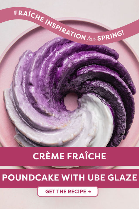 This crème fraîche poundcake with Ube glaze will be the star of your spring celebrations. Pasta Fish, Pasta Italy, Filipino Cuisine, Purple Yam, Light Cakes, Cold Cuts, Italian Dinner, Premium Ingredients, Cake Toppings