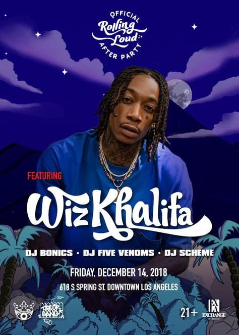 Wiz Khalifa Poster, Drake Album Cover, Drakes Album, Rolling Loud, Hypebeast Wallpaper, Wiz Khalifa, Downtown Los Angeles, Party Flyer, The Wiz