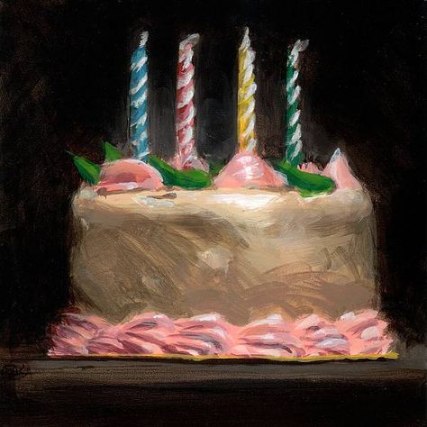 Shawn Kenney | ACRYLIC | Birthday Cake Birthday Cake Oil Painting, Birthday Cake Painting Canvas, Birthday Cake Reference Drawing, Birthday Cake Painting Acrylic, Birthday Cake Painting Art, Cake Acrylic Painting, Birthday Cake Reference, Birthday Cake Art Drawing, Birthday Cake Paint