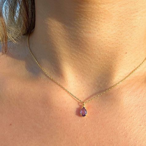 Amethyst Birthstone Necklace, February Birthstone Necklace, Amethyst Birthstone, Amethyst Necklace Pendant, Purple Necklace, Amethyst Gold, Teardrop Necklace, February Birthstone, Amethyst Necklace