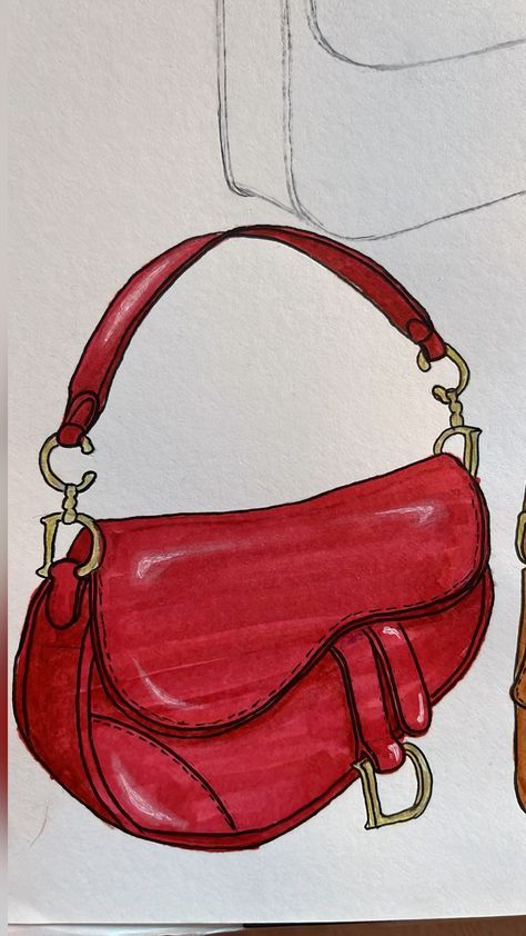 Bags Design Sketch, Dior Bag Drawing, Bag Illustration Sketch, Bag Drawing Sketch, Dior Drawing, Bag Design Sketch, Purse Drawing, Dior Sketches, Bag Sketch