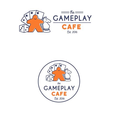 Gaming Cafe Logo, Board Game Branding, Board Game Logo Design, Board Game Logo, 46 Logo, Board Game Cafe, Rock Games, Game Cafe, Game Place