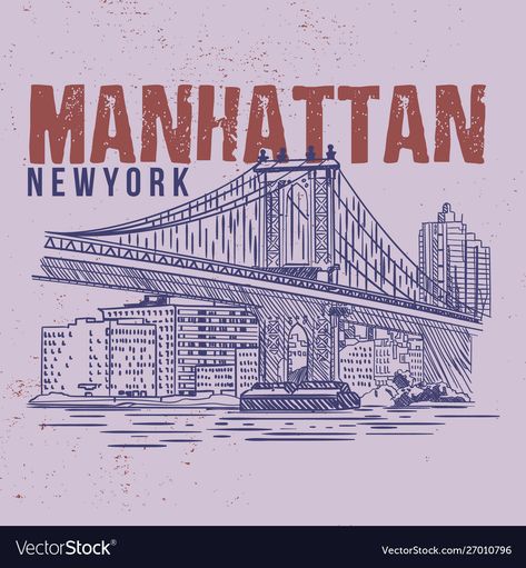 Tee Graphic Design, Drawing City, New York Drawing, New York Illustration, City Graphic, City Vector, Embroidery On Clothes, Manhattan New York, Graphic Editing