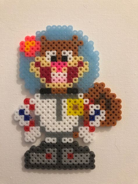 Perler beads Sandy Cheeks Pixel Art, Coolest Perler Bead Patterns, Perler Beads Ideas Spongebob, Nickelodeon Perler Beads, Spongebob Melty Beads, Sesame Street Perler Beads, Spongebob Perler Bead Patterns, Perler Beads Characters, Perler Beads Ideas Pattern