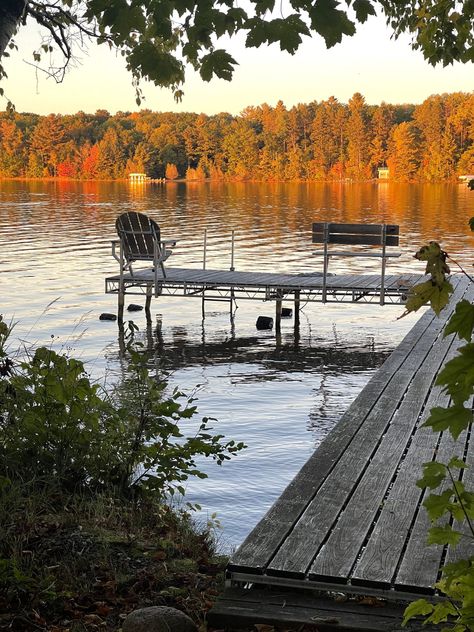 Fall at the Lake in the Northwoods of Wisconsin Lake House Fall Aesthetic, Fall Lake Aesthetic, Fall In Wisconsin, Wisconsin Lake House, Up North Wisconsin Aesthetic, Summer Lake Cabin Aesthetic, Lake Geneva Wisconsin Fall, Midwest Core, Wisconsin Homes