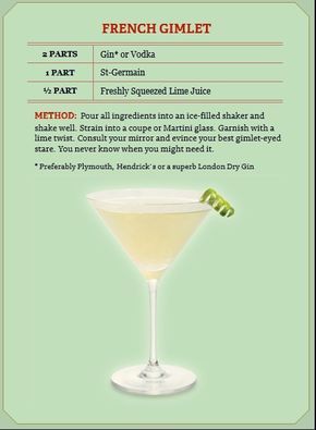 French Gimlet, St Germaine, Vodka Lime, Cocktails To Try, Boozy Drinks, Fancy Drinks, Cocktail Drinks Recipes, Cocktail Menu, St Germain