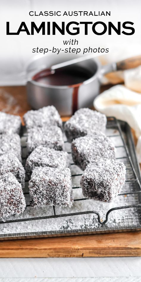 Lamington Cake Recipe, Party Pies, Tea Foods, Lamingtons Recipe, Australian Desserts, Mimi Thorisson, International Desserts, Aussie Food, French Cream