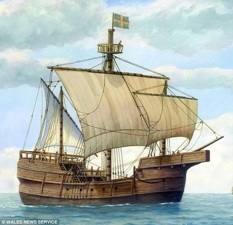 A giant 600-year-old ship dug up from a muddy riverbank will be seen sailing again - as a ... Newport Gwent, Navi A Vela, Alien Ship, Old Sailing Ships, Dug Up, Ship Drawing, Old Boats, Sailing Vessel, Labuan