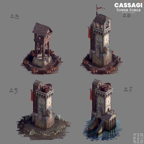 ArtStation - isometric buildings for Tower Forge Tower Concept Art, Tower Concept, Isometric Game, Medieval Fortress, Tower Defense, Game Concept Art, Game Concept, Modular System, Black Widow