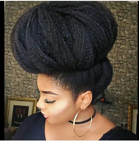 Afro Hair Art, Natural Hairstyles For Black Women, Big Bun Hair, The Blacker The Berry, Big Bun, The Kinks, Beautiful Natural Hair, High Bun, Natural Hair Updo