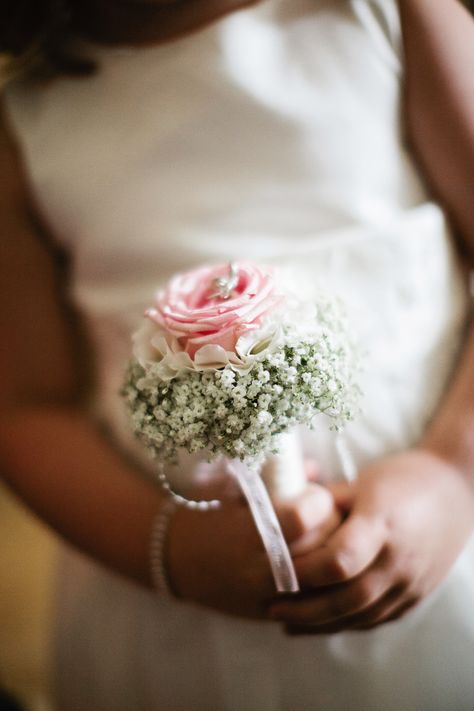 One single pink rose + baby´s breath for the flowergirl - Enniskerry Ireland Wedding from Therese Aherne Weddings Single Pink Rose, Bridal Bouquet Blue, Flower Girl Bouquet, Blue Wedding Bouquet, Ireland Wedding, White Bridal Bouquet, Trendy Flowers, Wedding Flower Girl, White Bouquet