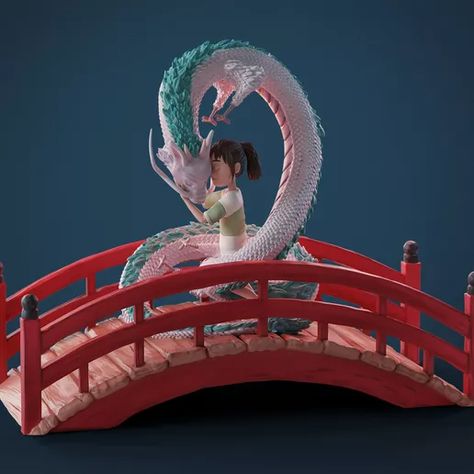 Download STL file Haku and chihiro diorama. • 3D printer design ・ Cults Haku And Chihiro, Film Anime, 3d Modelle, 3d Drawings, Authentic Design, Print Models, Miyazaki, Studio Ghibli, 3d Printer