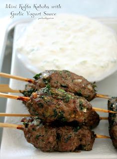 Kafta Kabobs, Lebanese Dinner, Garlic Yogurt Sauce, Yoghurt Sauce, Garlic Yogurt, Meat Skewers, Middle East Recipes, Shish Kebab, Kabob Recipes