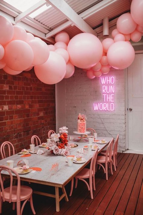 Modern + Pink Girls Run the World Birthday Party Table on Kara's Party Ideas | KarasPartyIdeas.com (15) 13th Birthday Party Ideas For Girls, Mean Girls Party, 14th Birthday Party Ideas, 15th Birthday Party Ideas, Modern Birthday Party, Pink Party Decorations, Girls Run The World, Modern Birthday, Party Tables