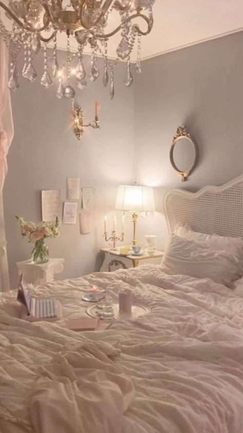 Room Ideas Aesthetic Mediterranean, Old Money Room Aesthetic Pink, Girly Grown Up Bedroom, Dreamy Room Cozy Bedroom Romantic, Modern Princess Aesthetic Bedroom, Angel Core Room, Love Shack Fancy Room Aesthetic, Croquette Aesthetic Room, Cocette Room