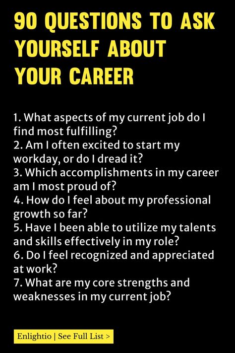 Explore these thought-provoking questions about your career path. Reflect on your goals and aspirations with this comprehensive list of 90 questions. Use them as a guide to gain clarity and direction in your professional journey. How To Find Your Career Path, Career Questions, Goals And Aspirations, Questions To Ask Yourself, Friendship And Dating, Personal Values, Job Satisfaction, Life Questions, Career Advancement