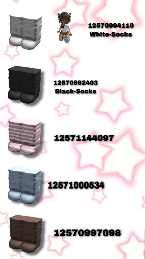 Bloxburg Socks Codes, Roblox Socks Codes, Rblx Characters, Roblox Mandrake, Shoe Codes, Roblox Shoes, Diy Nose Rings, 2023 Boots, Miss Universe Costumes