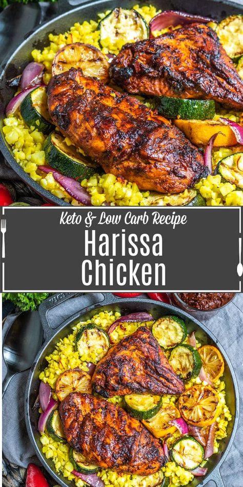 Harissa Chicken is baked or grilled chicken thighs, breasts, or wings, that have been marinated in a harissa marinade giving it a rich, spicy flavor that is perfect for an easy dinner any night of the week. #harissa #peppers #spicy #grilled #chicken #dinnerrecipe Harissa Marinade, Harissa Recipes, Lean Meats, Grilled Recipes, Spicy Grilled Chicken, Harissa Chicken, Clean Foods, Grilled Chicken Thighs, Recipe Cover