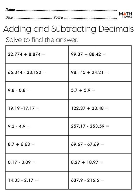 Decimal Addition Worksheets 5th Grade AE0 Borrowing Subtraction Worksheet, Borrowing Subtraction, Subtracting Decimals Worksheet, Single Digit Subtraction, Decimal Practice, Kindergarten Subtraction, Decimals Addition, Graph Worksheet, Adding And Subtracting Decimals