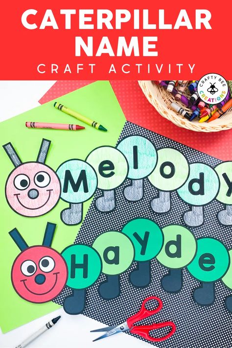 Cute and Easy Caterpillar Name Craft for Kids - Crafty Bee Creations Caterpillar Name Craft Preschool, Caterpillar Name Craft, Name Crafts Preschool, Caterpillar Craft Preschool, Interactive Alphabet Notebooks, Alphabet Notebook, Primary And Secondary Colors, Name Crafts, How To Make A Pom Pom