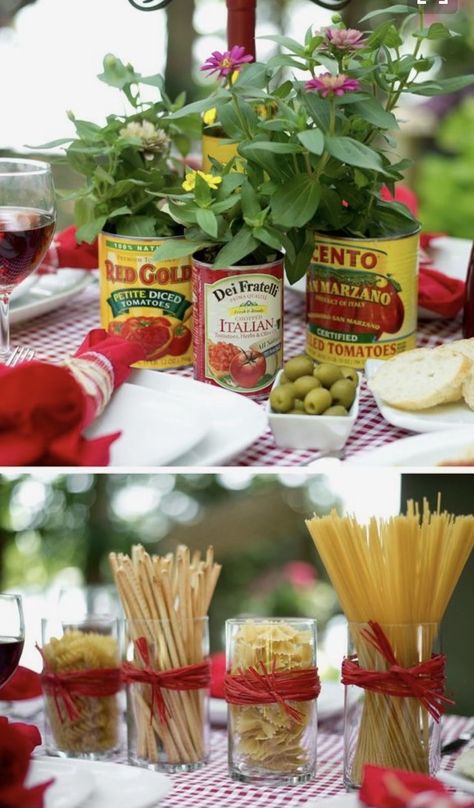 Italy Party Theme, Italian Themed Dinner Party, Italian Party Decorations, Italian Dinner Party Decorations, Theme Dinner Party, Italian Themed Party, Italian Baby Showers, Italian Bridal Showers, Italy Party