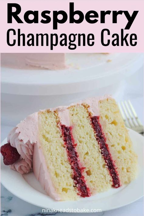 This raspberry champagne cake is a symphony of flavours, perfect for celebrating life’s sweetest moments. Nestled between champagne cake layers lies tangy sweet raspberry filling. The cake is frosted in a dreamy champagne buttercream this is lightly dyed pink. Whether it’s a bridal shower, an anniversary, or simply a Tuesday , this cake is your ticket to pure indulgence. Raspberry Champagne Cake, Champagne Cake Recipe, Raspberry Cake Filling, Champagne Buttercream, Raspberry Champagne, Pink Champagne Cake, Champagne Cake, Raspberry Recipes, Bake Recipes