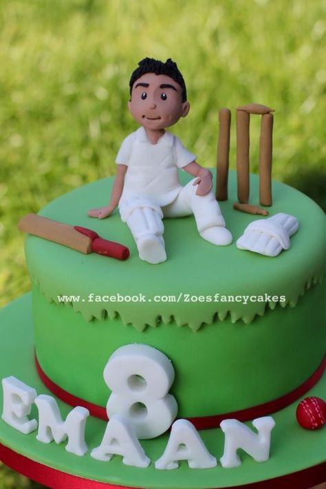 Little cricketer Cricket Pitch Cake, Cricket Theme Cake For Men, Cricket Theme Cake Birthdays, Cricket Cakes For Boys, Cricket Cake Design, Cricket Party, Cricket Birthday Cake, Cricket Theme Cake, Cricket Cake